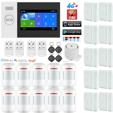 D40 Tuya APP WiFi 4G Wireless Wired Kits Home Security Alarm System+Alexa+Google