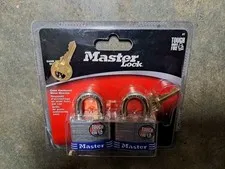 Master Lock, 3T, 1-9/16-Inch, Wide, Keyed Alike, Padlock, 9/32-Inch Shackle