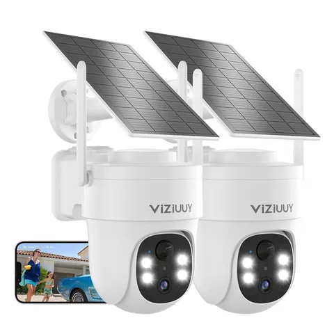 3MP Solar Cameras Wireless Outdoor, IP66 Weatherproof