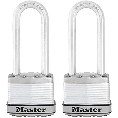 Master Lock M1XTLJ Magnum Heavy Duty Padlock with Key, 2 Pack Keyed-Alike