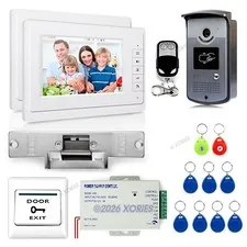 7" Wired Video Door Phone Intercom System Entry RFID Keyfobs Remote Unlock 1V2