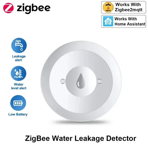 Zigbee Water Leak Sensor Flood Detector Home Assistant Zigbee2MQTT Alert 