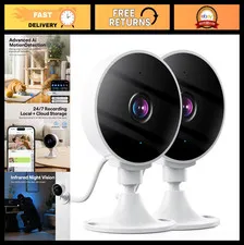 2K Wireless Indoor Security Camera, Night Vision, Motion Alerts, Two-Way Audio,