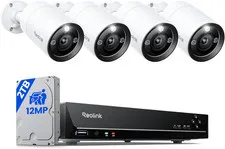 REOLINK 12MP Wired Security Camera System, 4Pcs H.265 12 Megapixel UHD Poe Surve