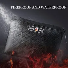 Fireproof Waterproof Document Bag Silicone Heat Insulation Zippered Cash