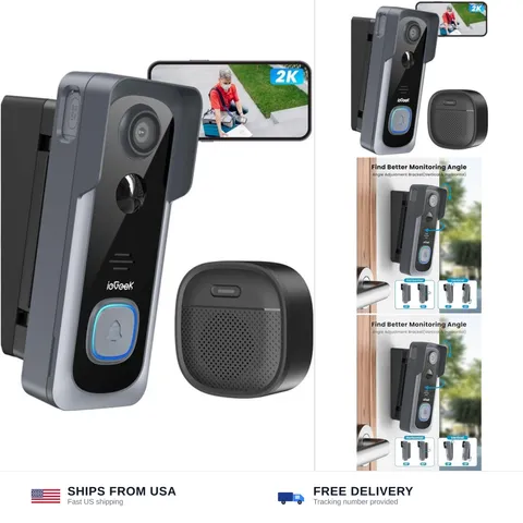 ieGeek Wireless Doorbell Camera No Subscription with Adjustable Angle Mount, ...