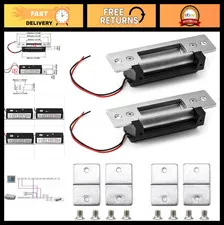 Electric Door Strike Lock 12VDC, Fail-Safe/Secure, Heavy Duty Power Lock, 2 Pack