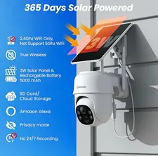 Cinnado B6 2K Solar/Battery WiFi PTZ Outdoor IP Camera IP65 Alexa 128GB