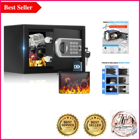 Compact Digital Safe with Fireproof & Waterproof Bag for Home Security