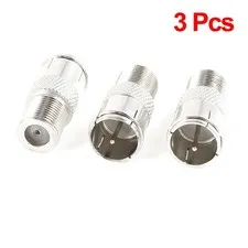 3 Pcs F Type Female To 9mm Male Push-On Galvanized Coaxial Quick Connect Adapter