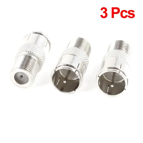 3 Pcs F Type Female To 9mm Male Push-On Galvanized Coaxial Quick Connect Adapter