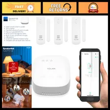 Smart Door Sensor Kit with Audio Hub & 3 Sensors - 1/4 Mile Range, Alexa Compati