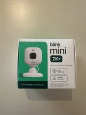 Blink Mini 2K+ Indoor Outdoor Plug-In Security Camera White Color Night Vision