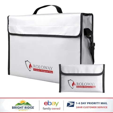 Fireproof Document and Money Bag, Large Water Resistant Case with Zipper Closure