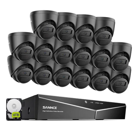 SANNCE 16CH 1080P Lite DVR CCTV Outdoor 2MP Security Camera System AI Detection
