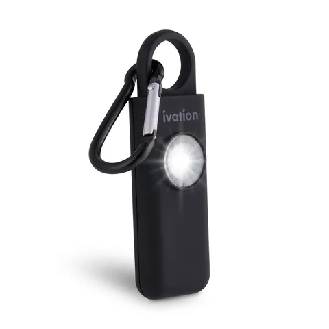 Ivation Personal SOS Alarm Keychain, 125dB Siren & LED Strobe Light, Black Alert