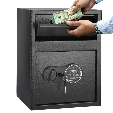 Depository Safe Digital Safe with Keypad, Locking Drop Box with Slot, Metal L...