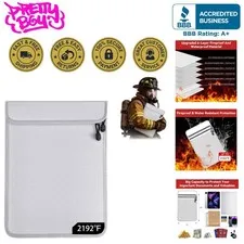 Upgraded Fireproof Document Organizer - Waterproof Tote for Valuables, 15"x11"
