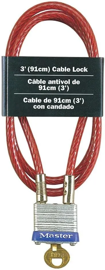 Master Lock Padlock Cable Lock 3/16 X 36'' 4 Pin Cylinder Steel 2 Packs