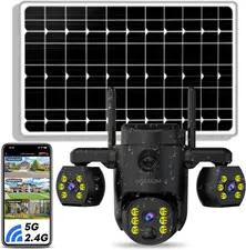 Triple Lens Outdoor Wireless Security Camera, Outdoor Cameras for Home Security,