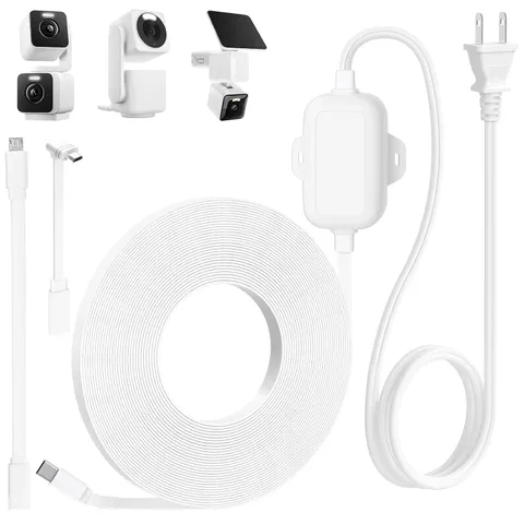 25FT Outdoor Power Adapter for WYZE Cam Pan V4/Duo Cam Pan/Solar Cam Pan, L-Shap