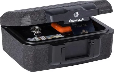 Fireproof Safe Document Box 0.18 Cu Ft With Key Lock For Home And Travel