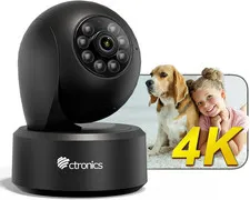 4K 8MP Indoor Security Camera, Auto Tracking, Dual Band Wifi, 65Ft IR Night Visi