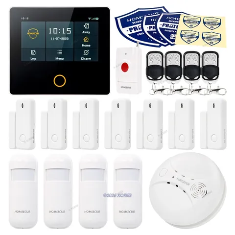 HOMSECUR Wireless WIFI 4G LCD Home Security 4.3" Alarm System with Panic Button
