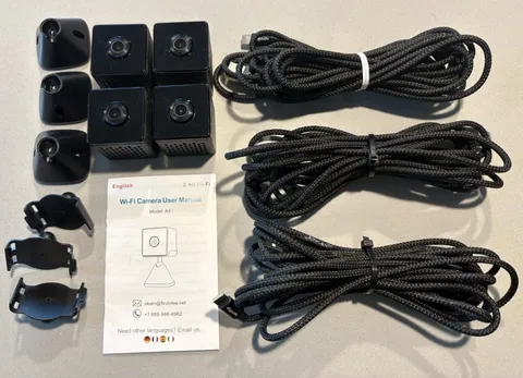Lot of 4 Mini Wi-Fi IP Cameras 1080p Black Motion/Audio SD Slot USB