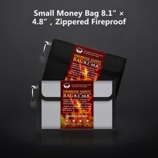 Small Money Bag 8.1“ × 4.8”，Zippered Fireproof Waterproof Document Bag， Safe ...