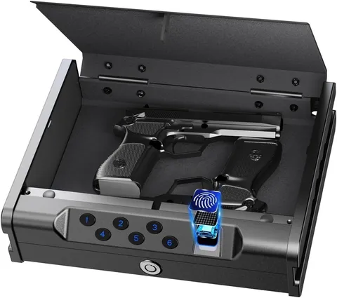 Gun Safe Biometric Gun Safe for Pistols Quick-Access Handgun Safe w/Fingerprint