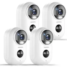 ZUMIMALL Security Cameras Wireless 4-Pack, White - 4 Pack Battery Cam