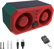 Solar Outdoor Motion Sensor Alarm-13 Sounds Including Dog Red
