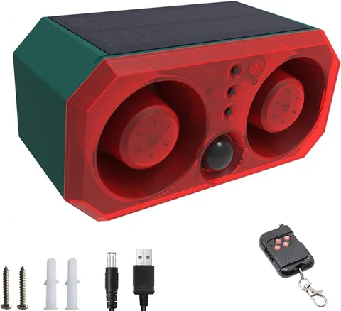 Solar Outdoor Motion Sensor Alarm-13 Sounds Including Dog Red