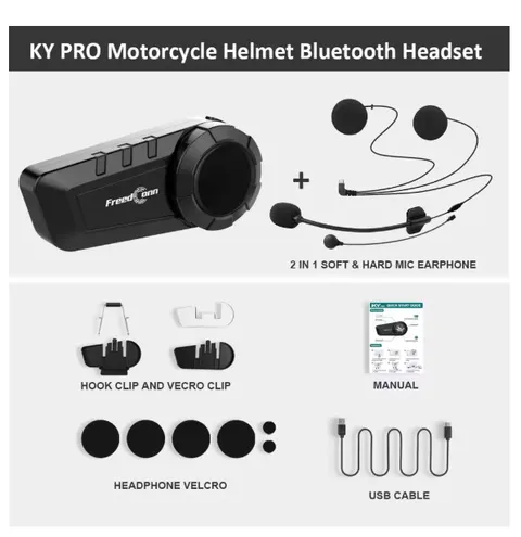FreedConn KY Pro Motorcycle Bluetooth Intercom 6 Riders 1000M Headset