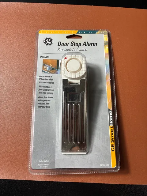 GE Door Stop Alarm Pressure-Activated - 120dB Loud, Indoor Security