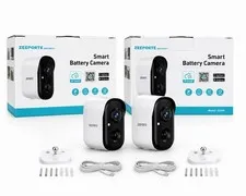 2-Pack Zeeporte Smart Battery Wireless Surveillance Cameras Night Vision