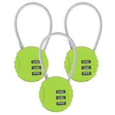 3-Pack Combination Locker Lock, 3 Digit Padlock for Gym/Luggage [Green]