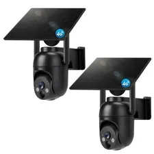 4G LTE Solar Powered Security Camera 2 Pack, Built-in SIM Card, Wireless Surveil