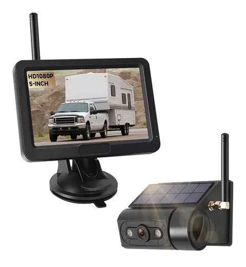 Losuudy Magnetic Solar Wireless Backup Camera with 5 HD Monitor 1080P