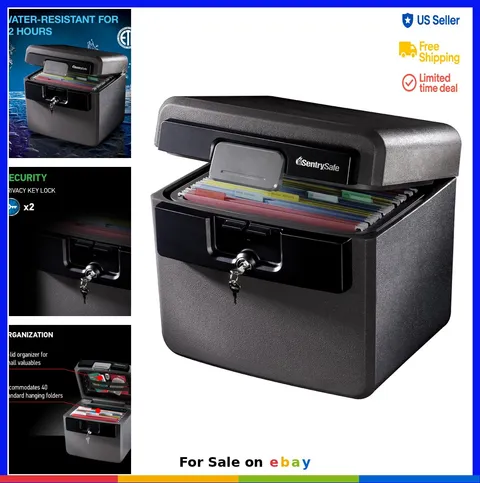 Fire Resistant Waterproof Safe Box with Key Lock 0.65 Cu Ft Holds Files