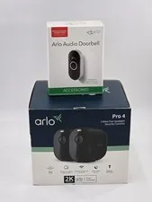 Arlo - Pro 4 Spotlight Camera – Indoor/Outdoor 2K Free Audio Doorbell Included!