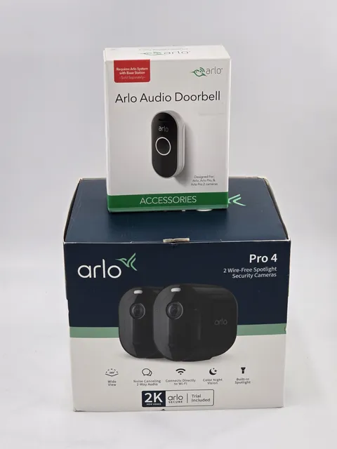 Arlo - Pro 4 Spotlight Camera – Indoor/Outdoor 2K Free Audio Doorbell Included!