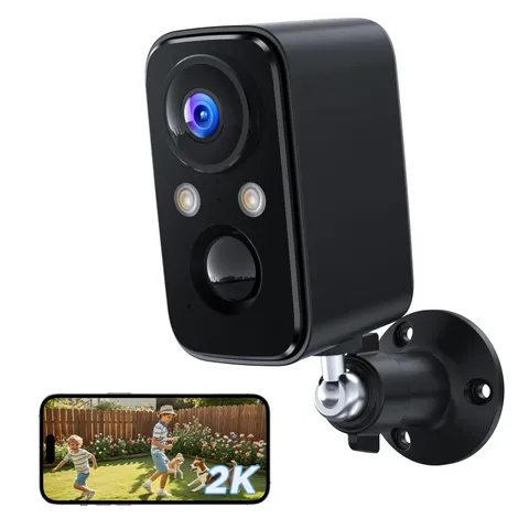 Security Cameras Wireless Outdoor Battery: 2K WiFi Camera Indoor for Home Sec...
