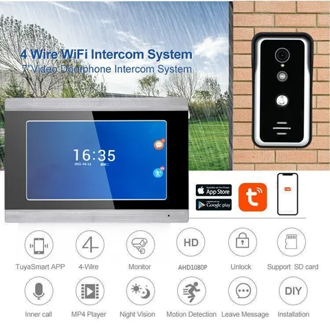 Tuya WiFi Video Doorbell IP Doorphone Entry Intercom System 7'' LCD Monitor New