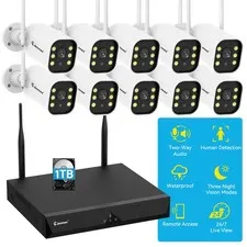 5MP 10CH NVR IP Security Camera System Outdoor Wireless CCTV Color Night Vision