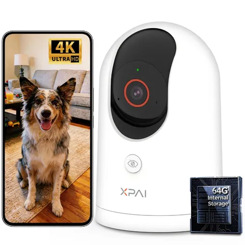 4K UHD Indoor Camera, 64G Built-in Storage No Subscription,Pet Camera Indoor ...