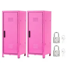 Mini Locker 4.3 x 10.8 Inch, 2 Pcs Small Locker with Lock Keys, Rose Red