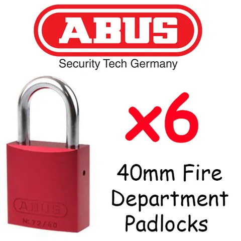 Red Fire Brigade Padlocks - Fire Department Abus 40mm  x6 Locks Keyed Alike !!!!
