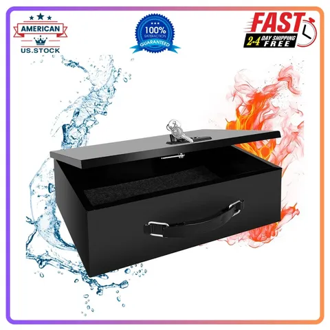 Fireproof Waterproof Safe Box with Key and Combination Lock for Documents Cash